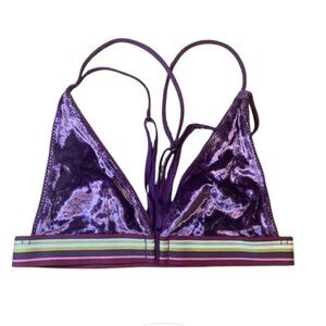 Victoria's Secret LIKE NEW purple velvet stripe strappy bralette size XS